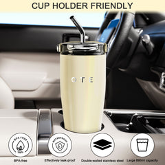 OTE 30 Oz Water Bottle with Flip Straw & Handle, 316 Stainless Steel Tumbler, 800ML Vacuum Keep Hot/Cold Water Bottle