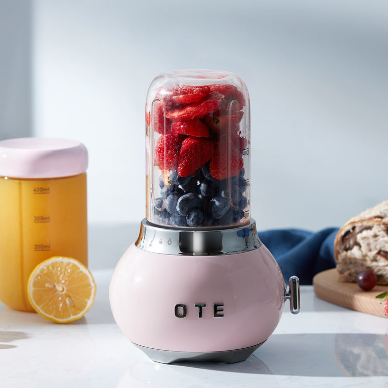 OTE Smoothie Maker Blender, Retro Kitchen Mały szklany blender do koktajli i koktajli, ze szkłem 400ml