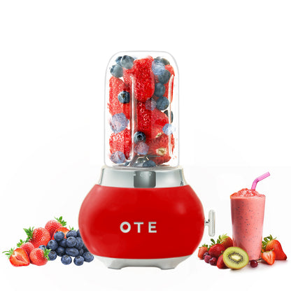 OTE Smoothie Maker Blender, Retro Kitchen Mały szklany blender do koktajli i koktajli, ze szkłem 400ml