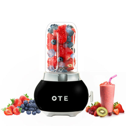 OTE Smoothie Maker Blender, Retro Kitchen Mały szklany blender do koktajli i koktajli, ze szkłem 400ml